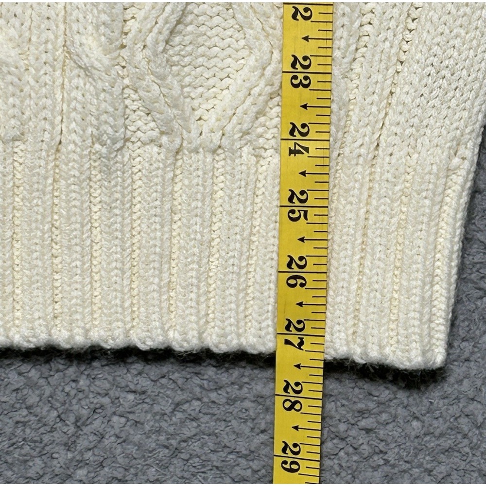 Vintage Sweater Emporium White Ivory Cream Cable Knit Fisherman Chunky Cozy - Picture 8 of 13